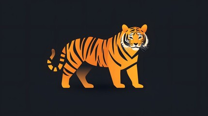 Obraz premium Dynamic tiger illustration graphic design dark background creative environment bold viewpoint wildlife concept