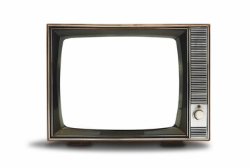 Retro old television cut out white screen isolated on white background  clipping path