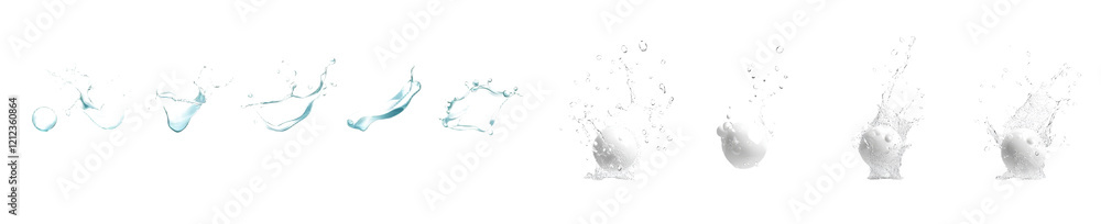 Aufkleber floating oxygen spheres from carbonated water, creating a dynamic fizzing effect for aerated drinks