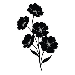 A black and white beautiful spring flower collection vector and silhouette