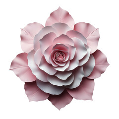 Ultra HD PNG image of light romantic baby pink color rose flower realistic elegant glowing beautiful flower  petals top view isolated on a transparent background