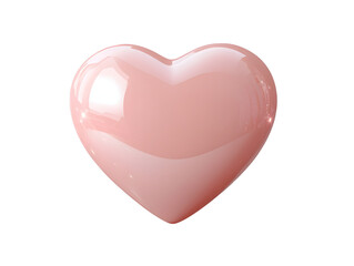 A pink heart with a glossy surface, shiny appearance, and reflections resembling glass or jelly.