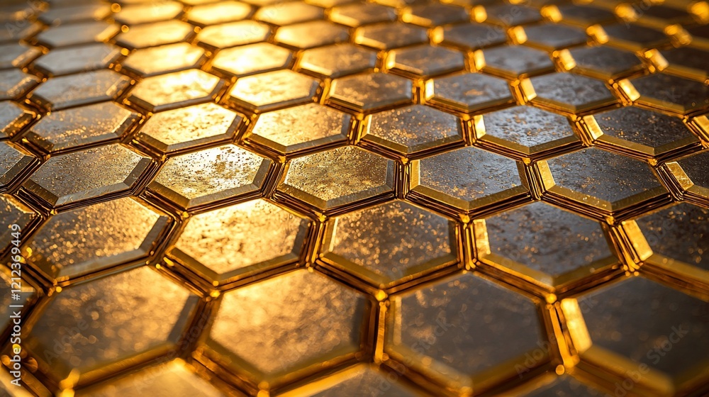 Poster Golden hexagonal pattern texture background.