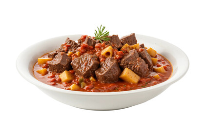 Fototapeta premium Delicious beef goulash splashing in a bowl png