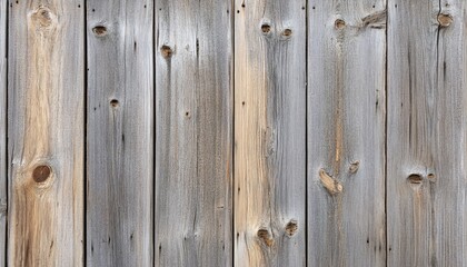 Fototapeta premium Textured reclaimed barn wood showcasing uneven tones and knots, perfect for showcasing the rustic charm of wood texture.