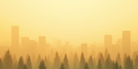 Obraz premium Urban air pollution in a hazy cityscape under yellow skies a visual examination of environmental challenges