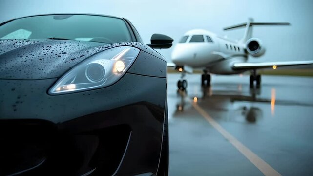 Private car parked at the airport arrivals area, offering seamless and convenient pickup