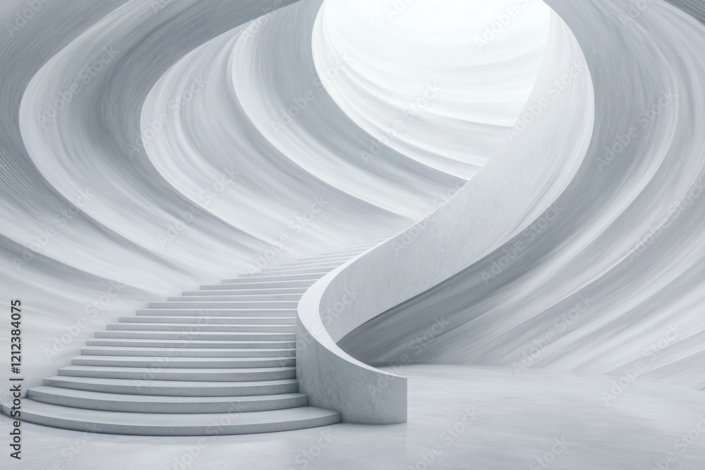 Poster A clean graphic of zigzagging stairs, depicted in sharp, angular lines with soft neutral tones