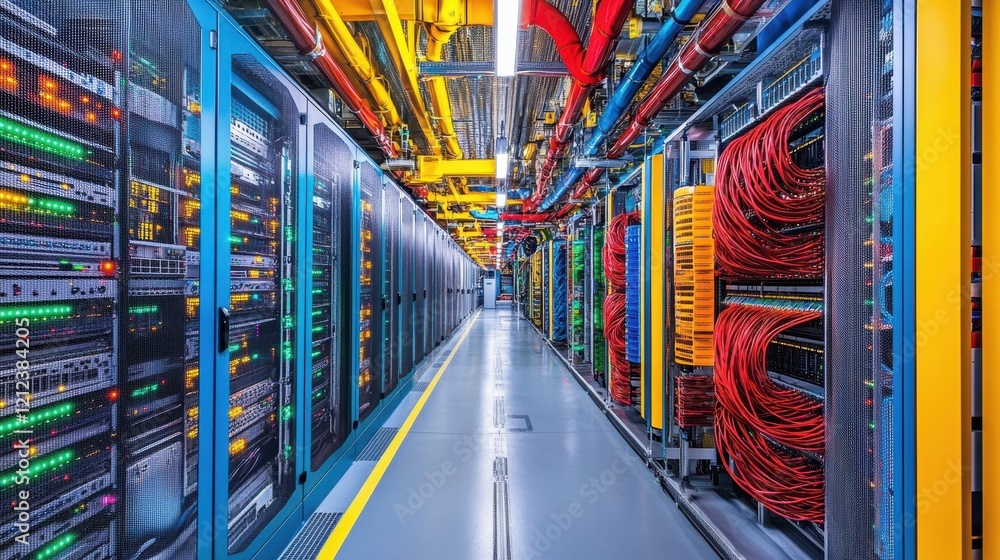 Poster optimizing chromeplated server room data flow with gigapixel fiber optic technology
