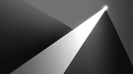 Abstract light beam illuminating dark shapes