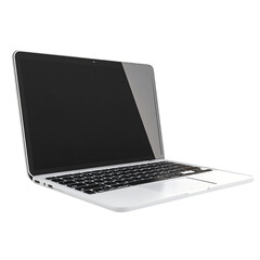 Modern Silver Laptop, Blank Screen, Technology