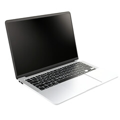 Modern Silver Laptop, Blank Screen, Mockup