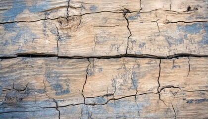 Fototapeta premium Weathered and cracked rustic wood texture showcasing the beauty of aging and natural imperfections in wood design. Ideal for rustic decor and organic aesthetics.