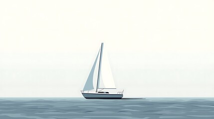 Fototapeta premium Sailing yacht on calm sea, tranquil scene, illustration use