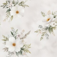 Obraz premium Soft and subtle white watercolor background with delicate floral painting, backdrop, design, floral, abstract, gentle
