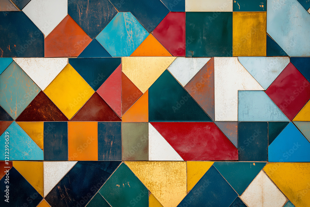 Poster a colorful mosaic with a geometric pattern.