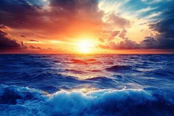 Fototapeta premium A breathtaking sunset over a vast ocean.