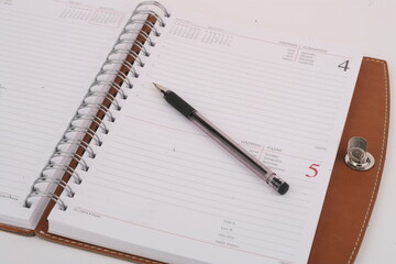 Agenda notebook for notes or planning. For agenda, appointment and schedule in diary, journal or planner