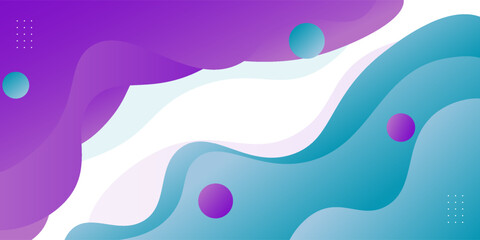 Blue and purple geometric business banner design. Creative banner design with wave and line shape as template. Simple design on white horizontal banner. Vector Eps10