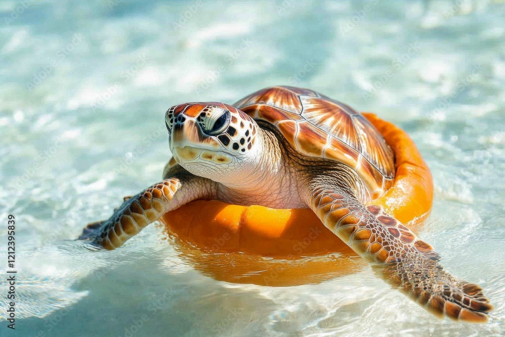 Poster a hyper-realistic close-up of a loggerhead sea turtle in zakynthosâ€™ crystal-clear waters, showing 