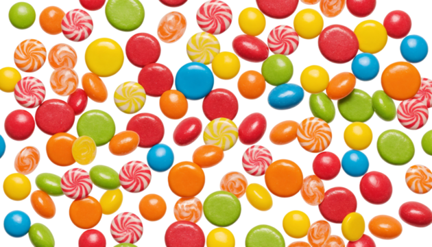 Delicious, colorful candies floating png
