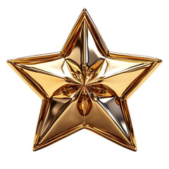 Shiny Golden Star Award 3D Rendered Luxury Festive Celebration Decoration