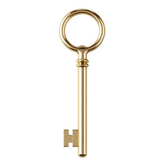 Vintage copper key on isolated background. For presentations or design.