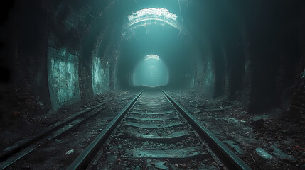 Fototapeta premium A single-track underground station that has been abandoned