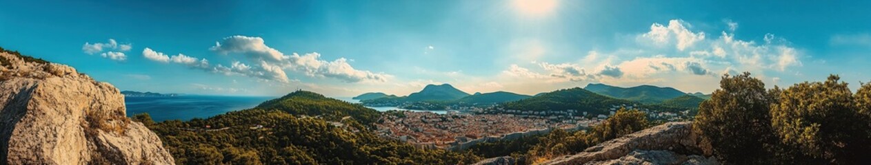 Obraz premium Splendid view at famous european city of Dubrovnik on a sunny day. Location place Croatia