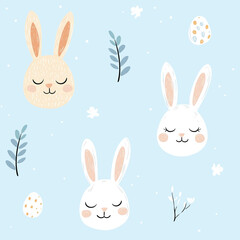 easter bunny and eggs seamless pattern