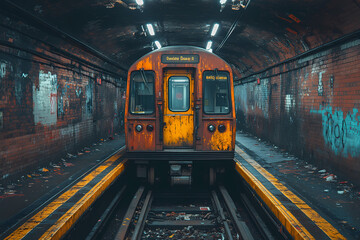 Obraz premium A single-track underground station that has been abandoned