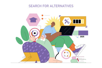 Career Change. Flat Vector Illustration