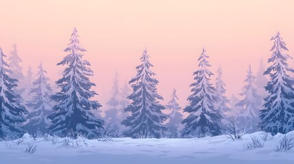 Fototapeta premium Serene Winter Forest at Dawn Pastel Hues