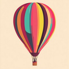 Fototapeta premium Colorful hot air balloon in the sky, artistic illustration, for print or digital media
