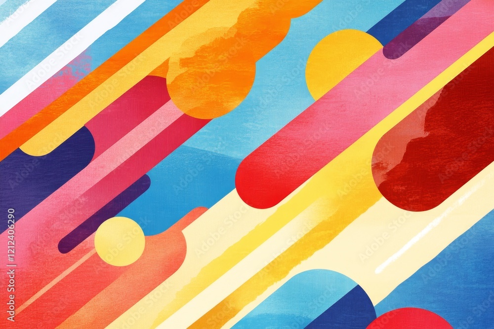 Poster vibrant abstract artwork showcasing dynamic colors and shapes with a playful design