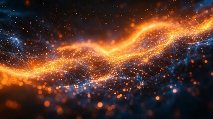 An abstract visualization of bioinformatics research, with digital lines and dots representing complex genetic networks. 356