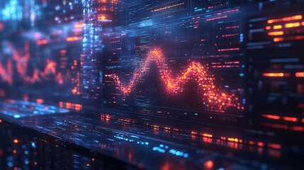A futuristic bioinformatics interface where scientists work with real-time data visualizations of DNA sequences and protein structures. 397