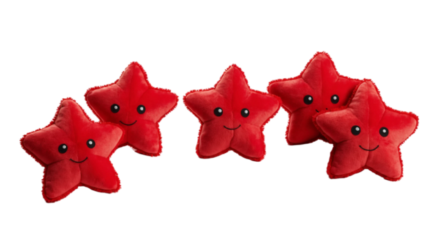Five red plush stars png