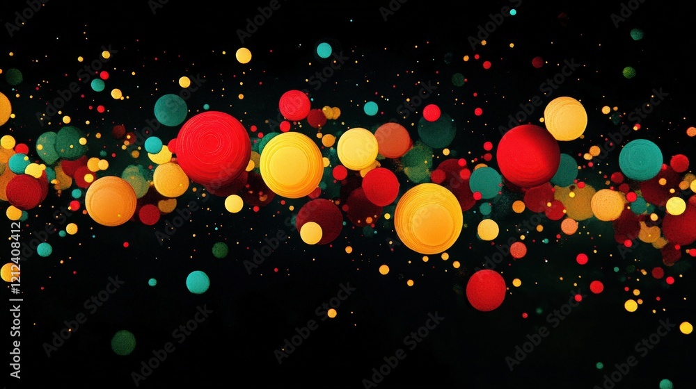 Canvas Prints Abstract Colorful Circles Floating in Dark Space