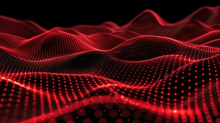 Fototapeta premium Abstract visualization of red wave-like patterns with a digital, futuristic feel.