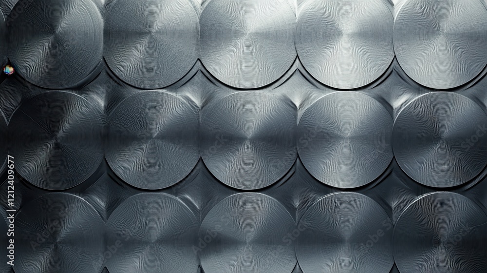 Poster sophisticated seamless steel texture with circular patterns industrial setting background design met