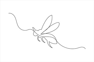 Bee one line drawing art of isolated continuous outline illustration