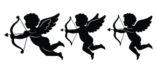 A cute little cupid silhouettes  