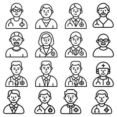 Medical icon line art collection set 