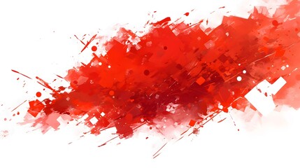 A dynamic red paint splatter effect, creating an expressive and energetic design on a white background.