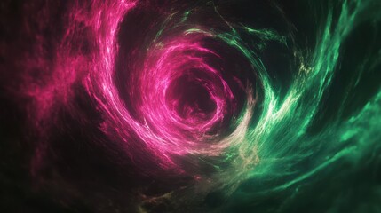 Naklejka premium Swirling Nebula Pink and Green Cosmic Vortex