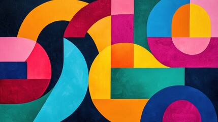 Abstract Colorful Geometric Shapes Canvas Art