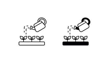 Watering Plants icon design with white background stock illustration