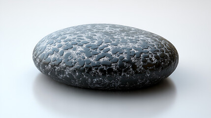 Smooth, dark gray stone with tiny light spots, lying on a clean white surface