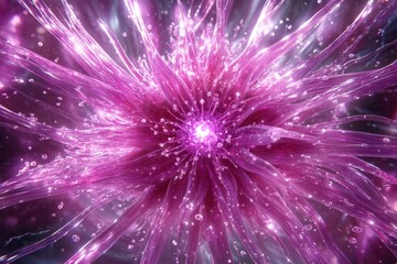 Fototapeta premium Abstract pink flower, glowing energy, vibrant colors. Perfect for backgrounds or design elements.